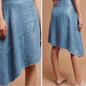 Anthropologie Pilcro blue metallic asymmetrical skirt